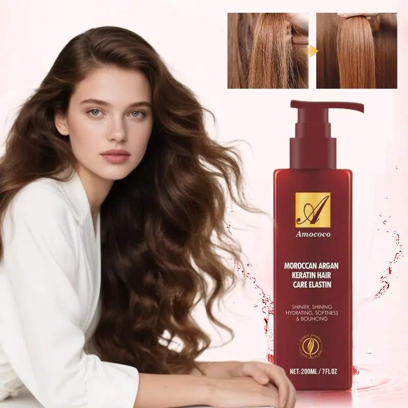 Moroccan Argan Keratin Hair Care Elastin Hair serum 200ml - Defrizzing, Hydrating, Smooth & Bouncing Formula for Curls, Essential Haircare to Hydrate