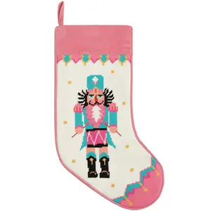 Pink Drummer Embroidered Stocking