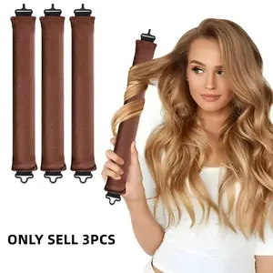 3Pcs Heatless Hair Curling Rod Headband No Heat Soft Flexi Rollers Lazy Curls with Hook Sleeping Hair Styling Tool for Natural Look