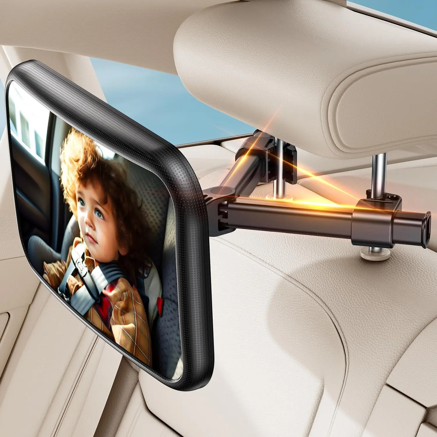 Car Mirror for Car Seat Safely Mirror Hook Clip Design for Rear Facing Infant Newborn 360° Backseat Mirror with Wide Clear View, Shatterproof, Easy Install Essentials
