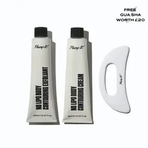Plump It! No Lipo Body Contouring Kit - 150ml Cream & 150ml Exfoliant with Free Gua-sha for Reducing Appearance of Cellulite and Smoother Comfort
