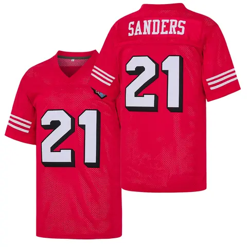 Men's #21 Red Sanders 75th Anniversary Patch Football Jersey - Breathable Mesh V-Neck, Embroidered Letters, Football Shirt, Sportswear Clothing, Sports Style Jersey for Game Training, Fan Gift