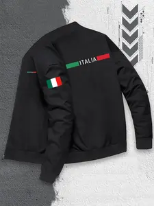 New Embroidered Multi-Color Flag Pattern Fashion Premium Jacket Casual Outerwear Versatile Flight Jacket for Outdoor Travel Gift