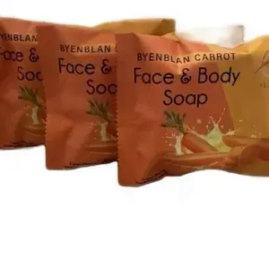 Byenblan Carrot Face & Body Soap – 3 Pack (100g each) – Brightening & Hydrating