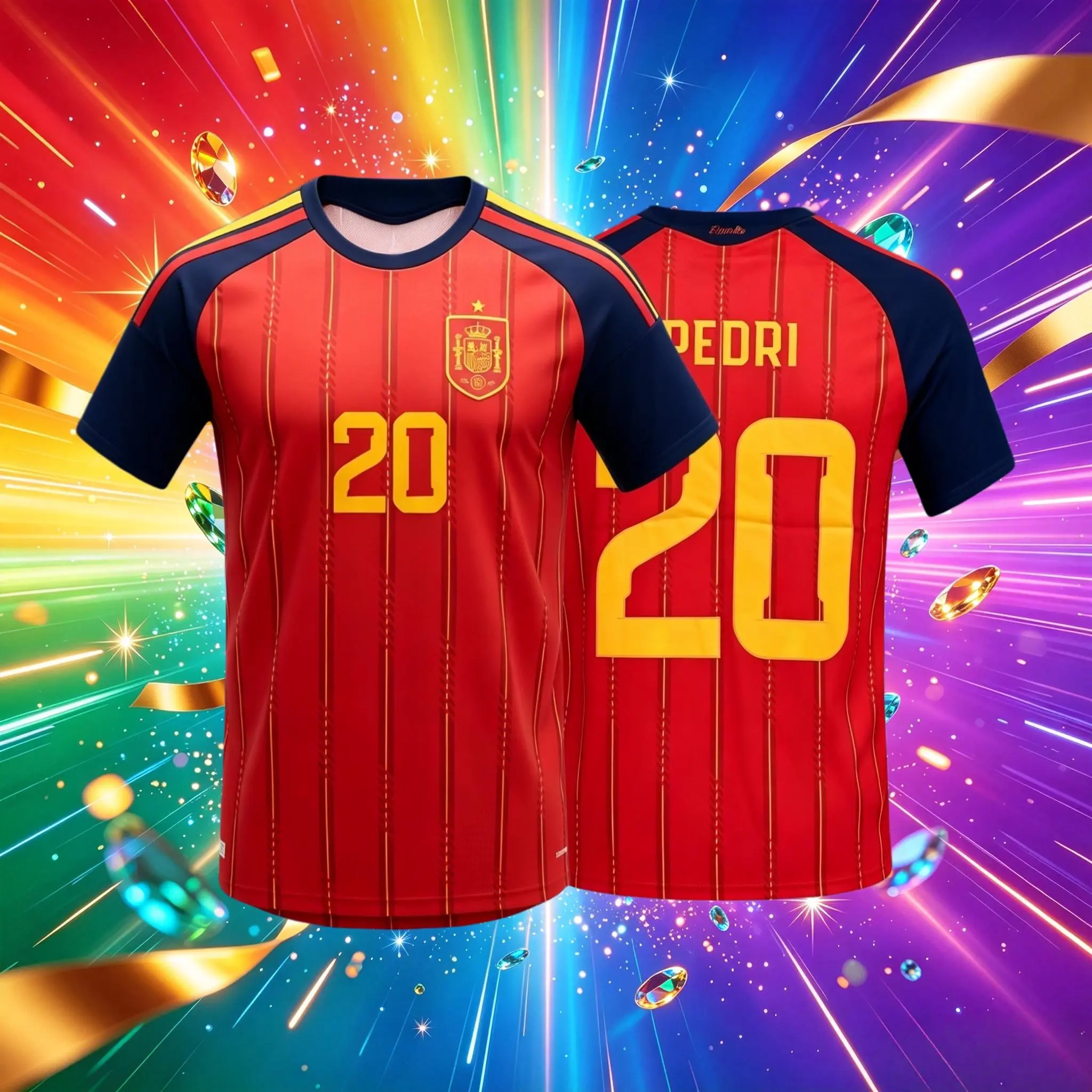 2026 Spain Home And Away Red And White 19# Lamine Yamal 20# Pedri Short And Long Sleeve Soccer Jersey Fans Version