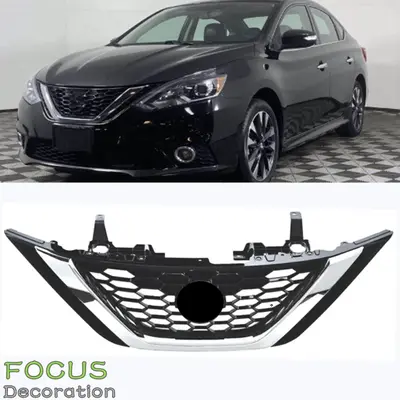 WFLNHB Front Upper Grille For Nissan Pathfinder 2017-2020 – Chrome & Black Mesh, Direct Fit