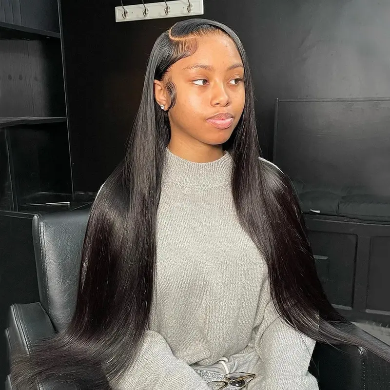 Women's 100% Brazilian Remy Virgin Human Hair Bling Straight Lace Front Wig - 13x4/13x6 Transparent Lace, 180 Density, 30-32in for Glam Length, Natural Color, Medium Cap, 4 Combs for Secure Confident Wear, for Shopping, Party, Wedding Sale