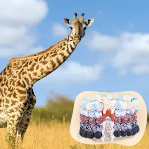 Fahlo Giraffe Tracking Bracelet, Elastic, supports Somali Giraffe Project, one size fits most for Men and Women Trendy Stack Bangle Stretch Bangle bracelet stack matchingbracelets