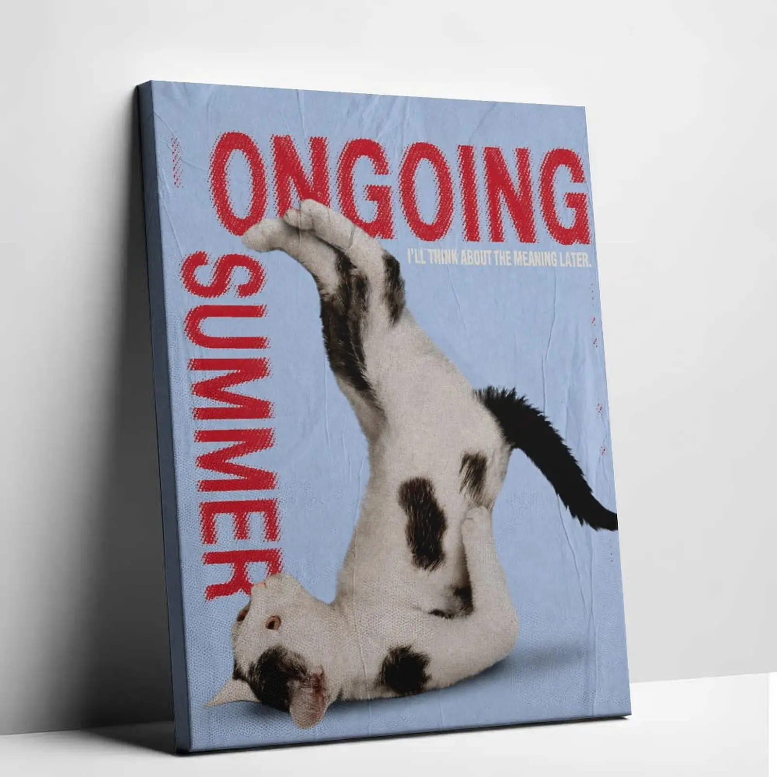 Funny Cat Canvas Wall Art Ongoing Summer Aesthetic Poster Vintage Funny Animal Painting Print Room Decor Cute Kitten Picture Wall Art Poster Trendy Home Living Room Bedroom Decoration