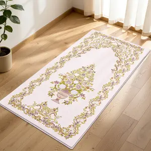 1pc Classic Floral Prayer Mat - 100% Polyester, Machine Washable, for Indoor/Outdoor, Pilgrimage & Meditation, Muslim Prayer Rugs