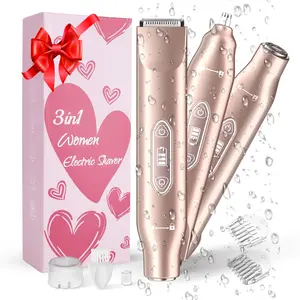 Women's Electric Shaver with Dual Head Bikini Trimmer, Ipx6 Waterproof, Wet & Dry Use, Multi-Function Face Hair Remover