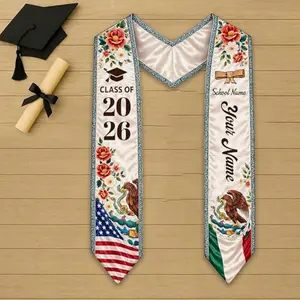 Personalized Mexican Graduation Stoles/Sash, Class of 2026 stoles, Custom Mexican Graduation Sash Graduation Stole, Gift for Women, Men