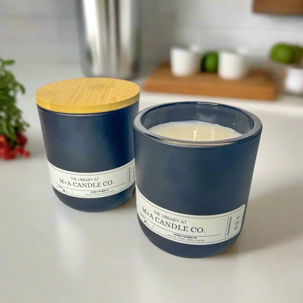 001 Ava: Sugar & Butter, Glass Tumbler All-Natural Candle with Bamboo Lid, 9 oz.