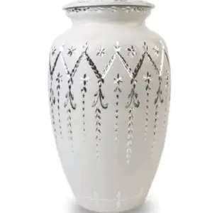 Adult Size Cremation Urn-Garland Drop- White