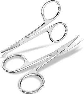 Eyebrow Scissors, Small Scissors for Men and Women - Curved and Rounded Nose Hair Scissors for Grooming Mustache, Beard, Eyelashes, Ear Hair Trimming- Professional Stainless Steel