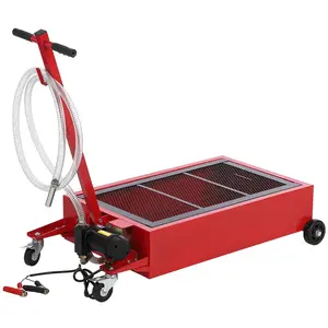 GARVEE 20 Gallon Low Profile Oil Drain Pan with 12V Electric Pump, Foldable Handle, Wheels, and 8FT Hose for Easy Oil Changes on Cars, SUVs, and Trucks