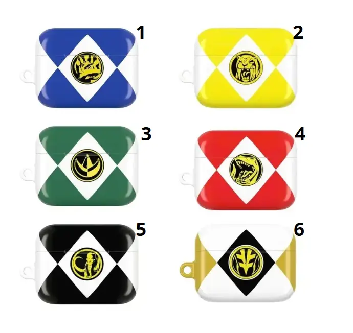 [Power Rangers Style] 6 Options Power Rangers AirPods Case, Mighty Morphin Protective Cover for AirPods 1, 2, 3, 4 & AirPods Pro 1, 2, Shockproof TPU Case, Gift for Power Rangers Fans