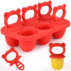 Baby Ice Pop Mold Mini 6-Cavity Silicone Ice Pop Mold with Stick Breast Milk Ice Pop Mold for Teething Pain Relief Toddler Ice Pop Mold for Ice Cream Frozen Yogurt and Juice (Pink)