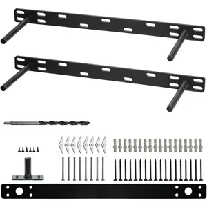 Heavy Duty Floating Shelf Brackets 2 Pack,  17 Inch Hidden WallMount Supports Holds 150+ lbs, Solid Steel Long Invisible Brackets for Wood Shelves up to 6" Deep, Install Hardware Kit Included
