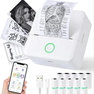 Portable Wireless Mini Printer with 10 Rolls Paper, Thermal Sticker Maker, Pocket Phone Printer for Notes, DIY Printing, iOS & Android Compatible