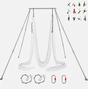 Aerial Stand Portable Aerial Rig Yoga Swing Bar w/39Ft Aerial Silk