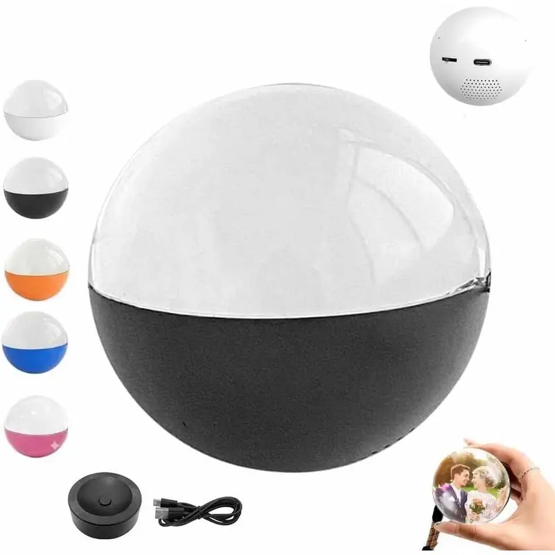 Christmas Memory Orb, Electronic Crystal Ball Custom Video Sphere, Inside out Core Memory Lamp Ultrasound Ornament, Wifi Personalized Digital Video Player, Uploadable Videos & Photos(Black,Wifi)