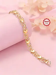 Mother's Day Gift 925 Sterling Silver Bracelet - Hypoallergenic, Durable & Perfect For Couples, Everyday Accessory|Boho Style|Hypoallergenic Bracelet bangle high appearance bracelet popular gift