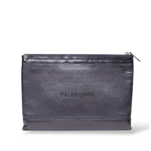 Pre-owned Balenciaga Calfskin Clutches & Wristlets Authentic, Unisex Leather Clutch Bag, Black