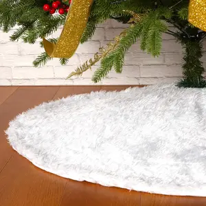 Faux Fur Christmas Tree Skirt,White Xmas Decorations for 5ft Christmas Tree (White, 30in and 36in)