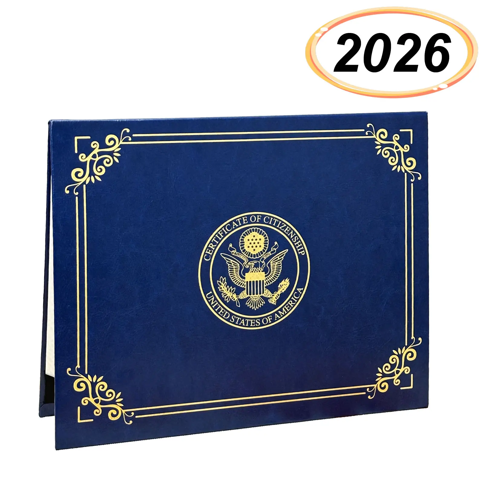 US Citizenship Certificate Holder | American Citizenship Gifts | Naturalization Certificate Padded Holder with Cover. Golden Great Seal of the United States