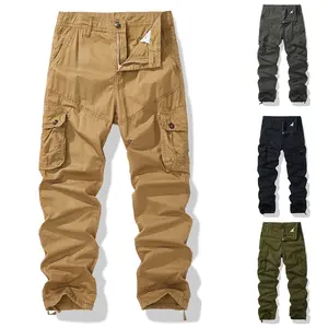 Men's 100% cotton durable outdoor training pants, men's multi-pocket work pants, men's plain rabbit pants overalls, casual street trousers