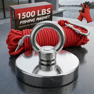 1500 Pounds Pulling Force Magnet Fishing Set Neodymium Rope Carabiner Gloves 304 Thread Locker Glue High Quality River Recycling Magnetic Fishing Tool Outdoor Use