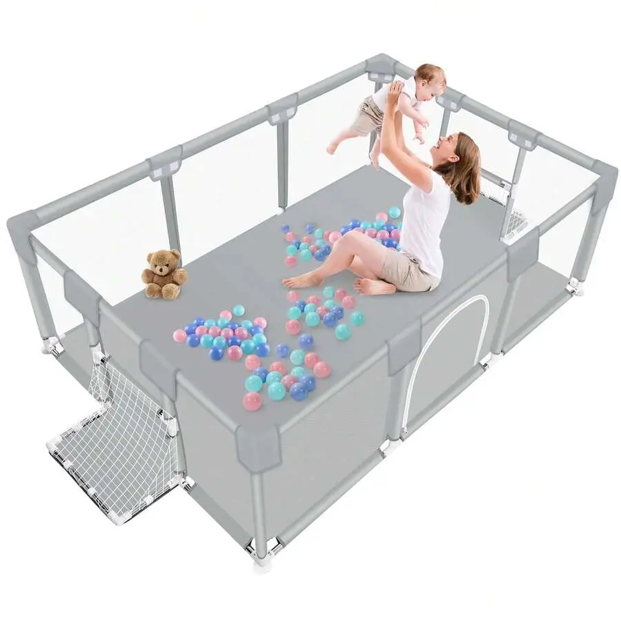 71-Inch Extra Large Baby Playpen for Infants, Portable Activity Center with Non-Slip Base & Stable Structure, Indoor-Outdoor Use, Easy Assembly & Storage, Breathable Mesh, Sturdy Frame for Visiting Family, Extra Large 71-Inch Space, 71 Inches