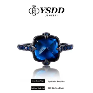 【#137】4Carat Synthetic Sapphire Rings in 925 Sterling Silver Jewelsring