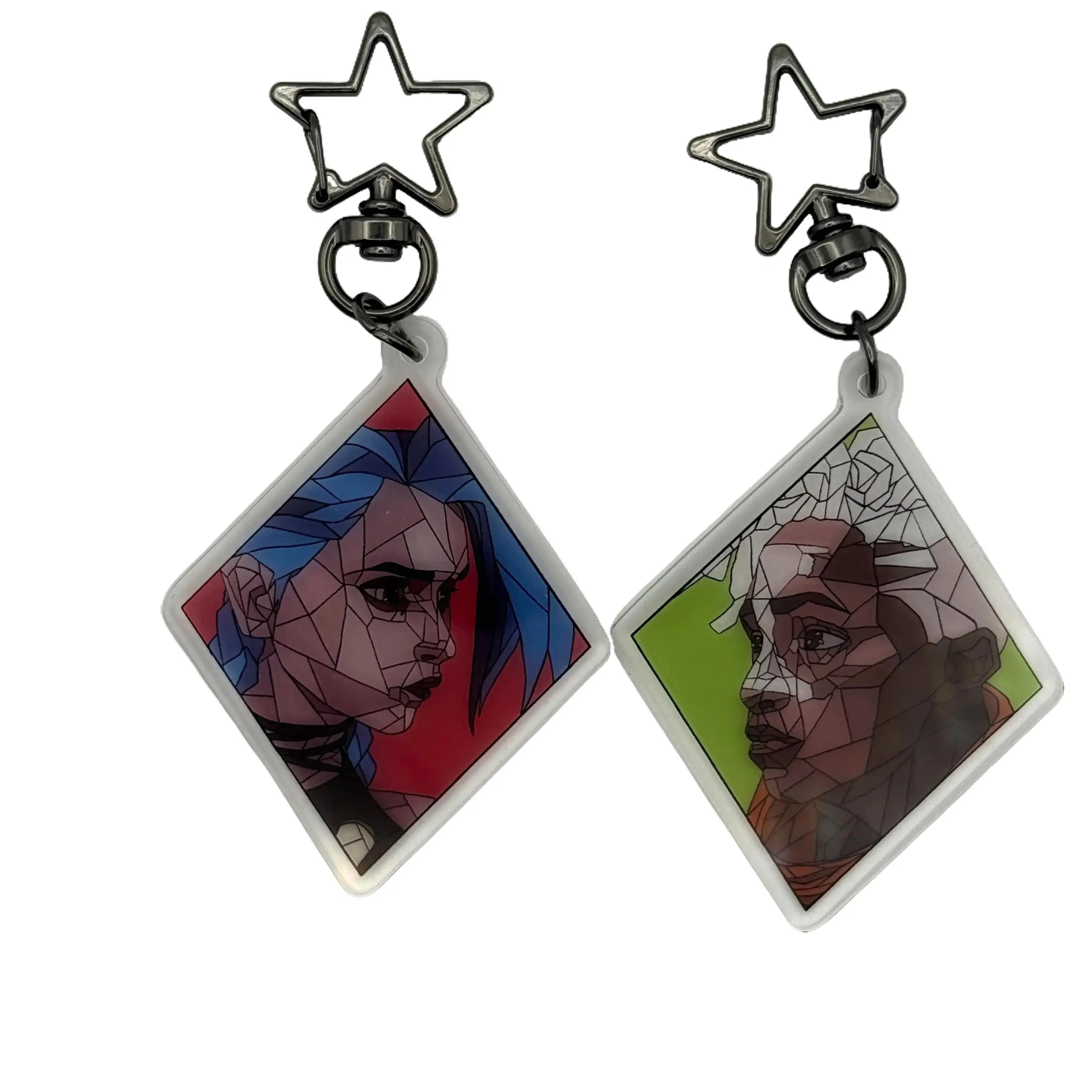 Arcane Matching Stained Glass Style Keychain - Compact 2.5 Inch Unisex Acrylic Keychain with Star Clasp for Everyday Carry