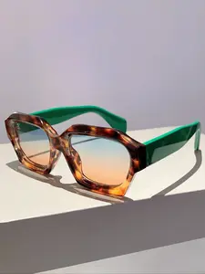 Women's Bohemian Style Geometric Fashion Glasses, Vintage Multi-Color Unisex Decorative Eyewear, Casual Wear for All Seasons, Trendy Beach Eyewear