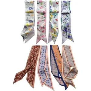 8 count Fashion Scarves for Women Bohemia Headbands Boho Satin Scarf for Bag Hair Accessories