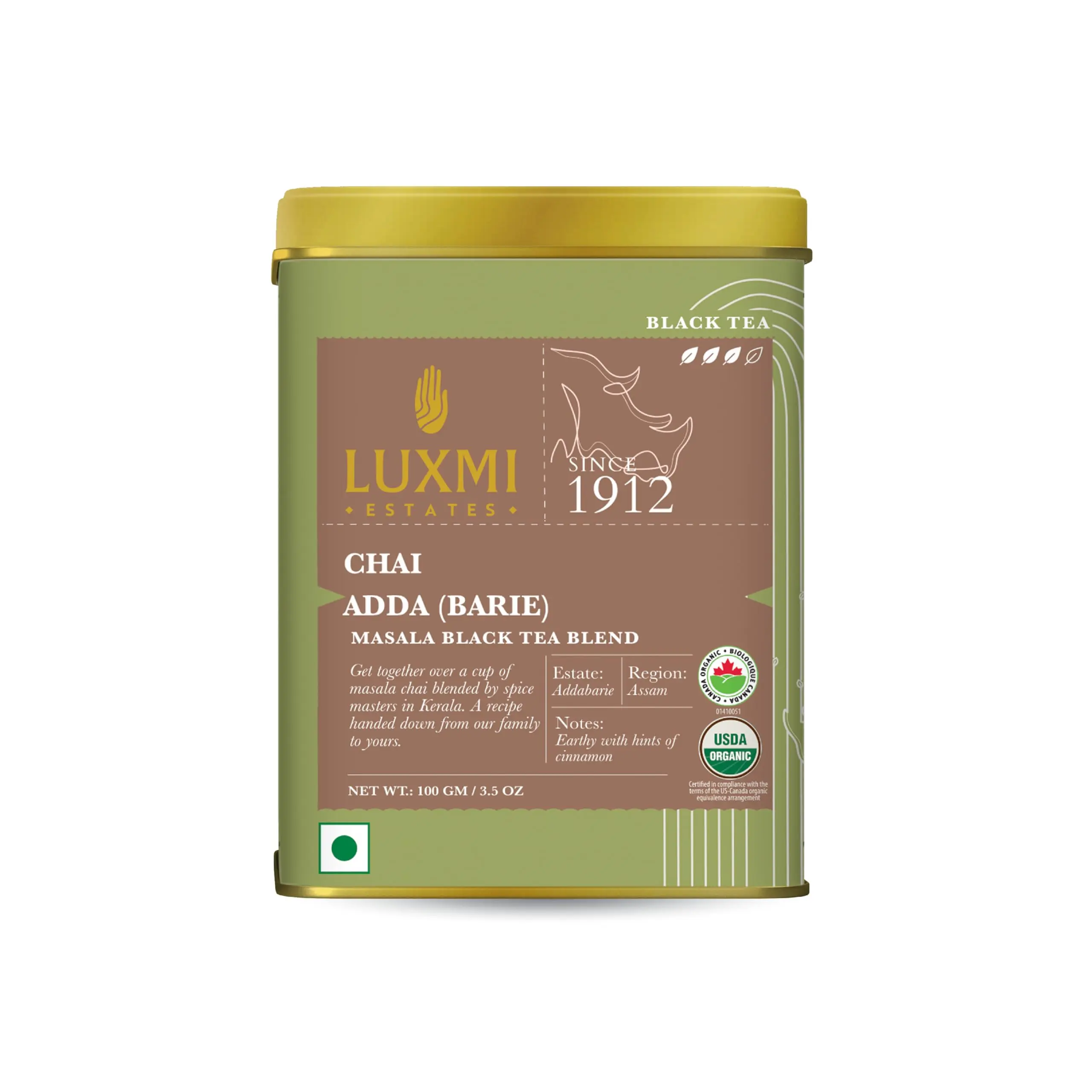 Luxmi Estates - Holy Basil - Organic Tulsi Tea - Loose Leaf - 50g (25 Cups) | With Tulsi and Ginger | Provides Immune Support, Stress Relief and Uplifts Mood