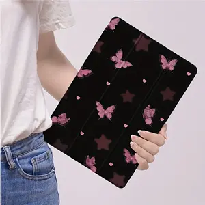 Apple iPad Protective Cover Black Pink Bow for iPad 9 2021 Butterfly Design Stand Tablet Shell Shockproof Pro11/Air4th/AIR 5th 10.9-inch with Pen Slot Cartoon Air5