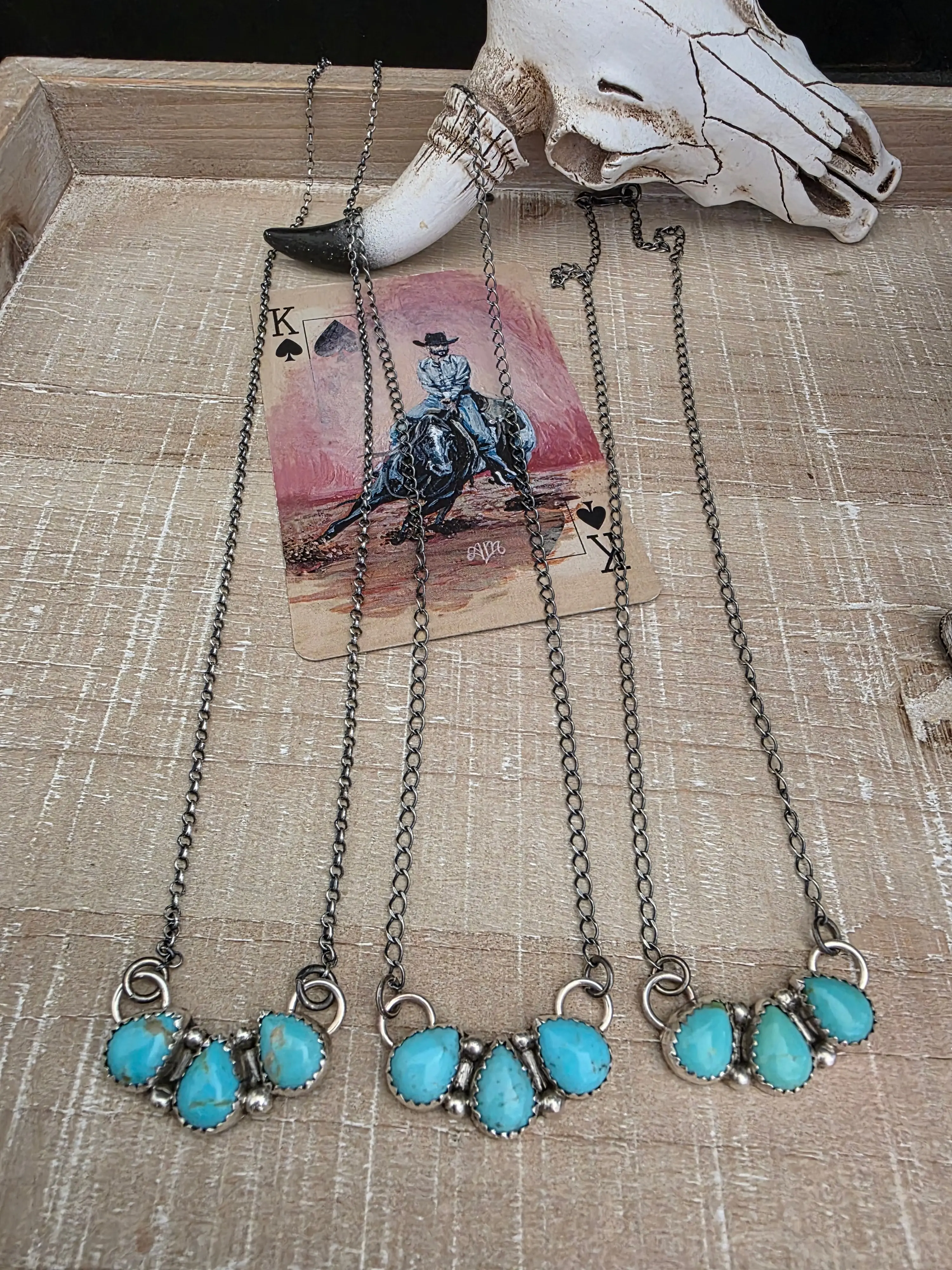 KINGMAN TURQUOISE TRINITY NECKLACE