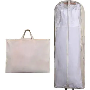 63" Bridal Wedding Gown Dress Garment Bag Extra Large Foldable Portable Travel Cover Hanging Luggage with Pockets for Womens, 5.9" Gusseted