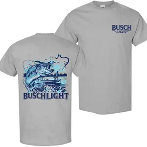 Busch Light Bass Fishing Graphic Tee – Outdoor Beer Logo Shirt, Angler Boat Scene, Soft Cotton Unisex Top