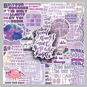 Motivational English Slogan Sticker, 50pcs/set Waterproof Self Adhesive Decor Paper, Decor Sticker for Gift Greeting Card Water Bottle Laptop Phone