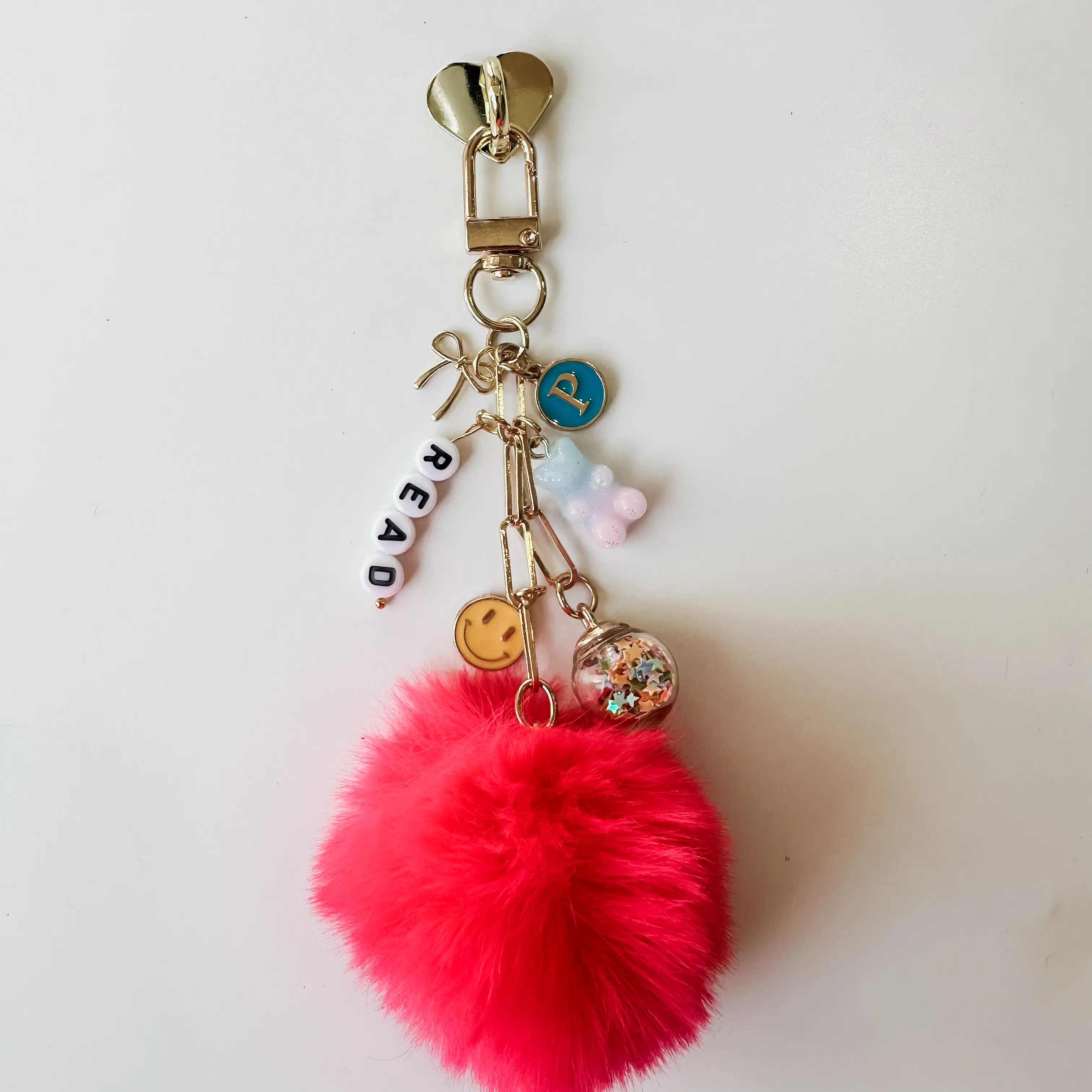 Girly Pop Pom-Pom Charm - Clip-On Dangling Accessory Chain for Kindle, Tablet, Planner, Phone