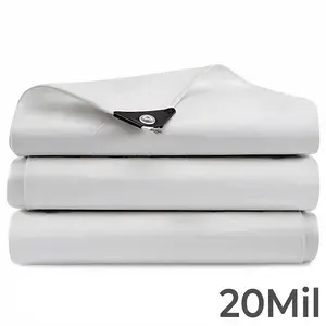 Heavy Duty White Poly Tarp 10x20 Feet Cover Waterproof Tarps 20mil Thick UV and Tear Resistant Tarpaulin