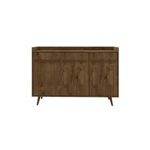 Manhattan Comfort  Bradley Buffet Stand with 4 Shelves in Rustic Brown, 38.58 x 53.54 x 14.53 in.