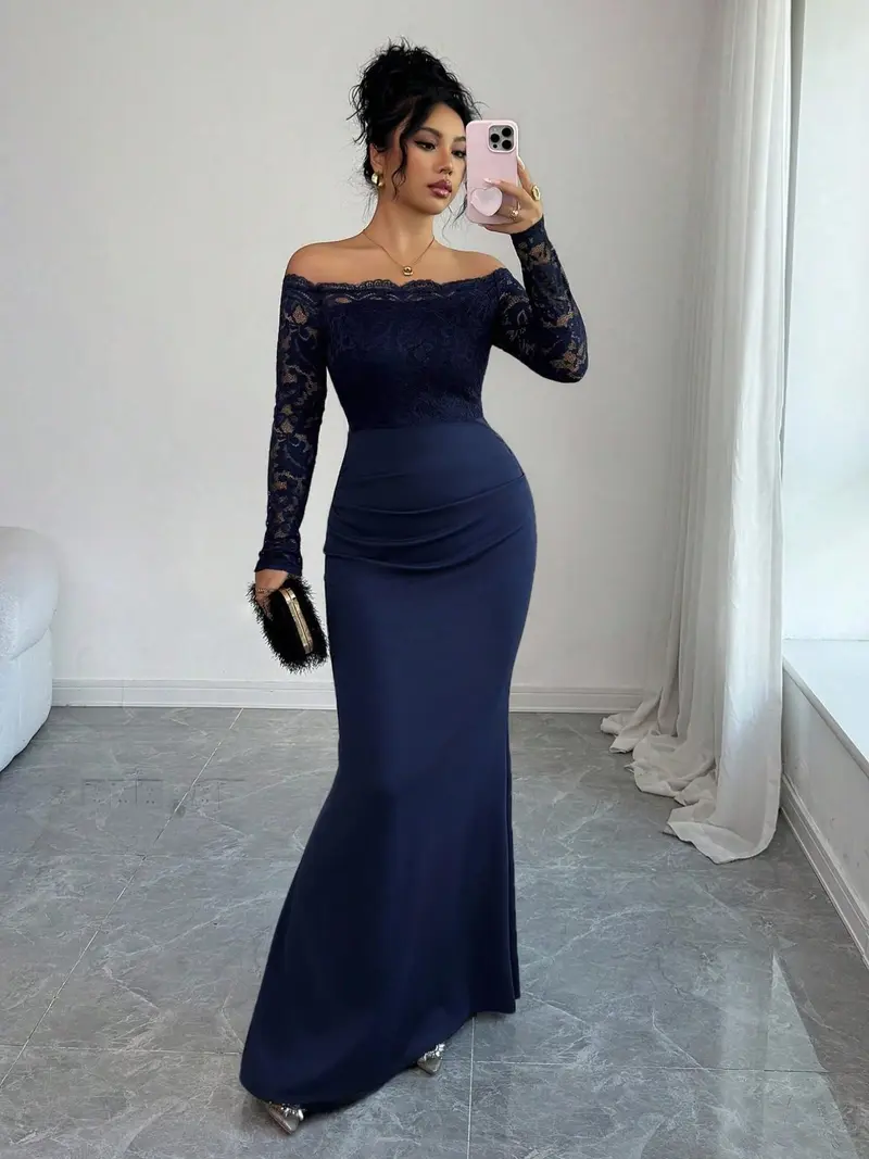 cap sleeve long prom dresses A Line Long Prom Dresses Cap Sleeve Blue Prom Dress with Slit Formal E –  cathyprom