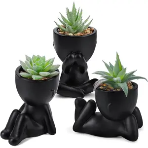 3pcs Fake Succulents Plants Artificial for Black Bathroom Bedroom Home Room Decor Aesthetic Indoor