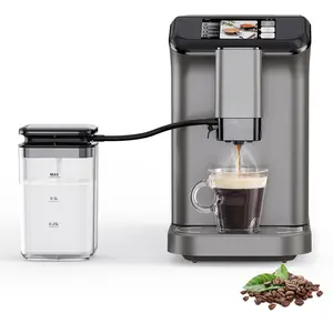 20 Bar Fully Automatic Coffee Machine, One-Touch Espresso Maker with Built-in Conical Burr Grinder & Milk Frother, 6 One-Touch Recipes, Auto Clean, 1.5l Water Tank, for Home Office, 120v, Grey