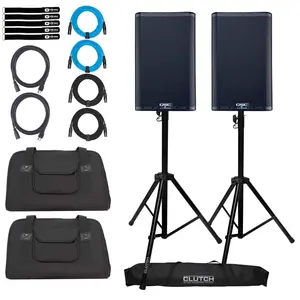 QSC K8.2 K2 Series 8" 2-Way Active Powered DJ PA Loud Speakers w Stands & Cases Amplifier Audio Mount